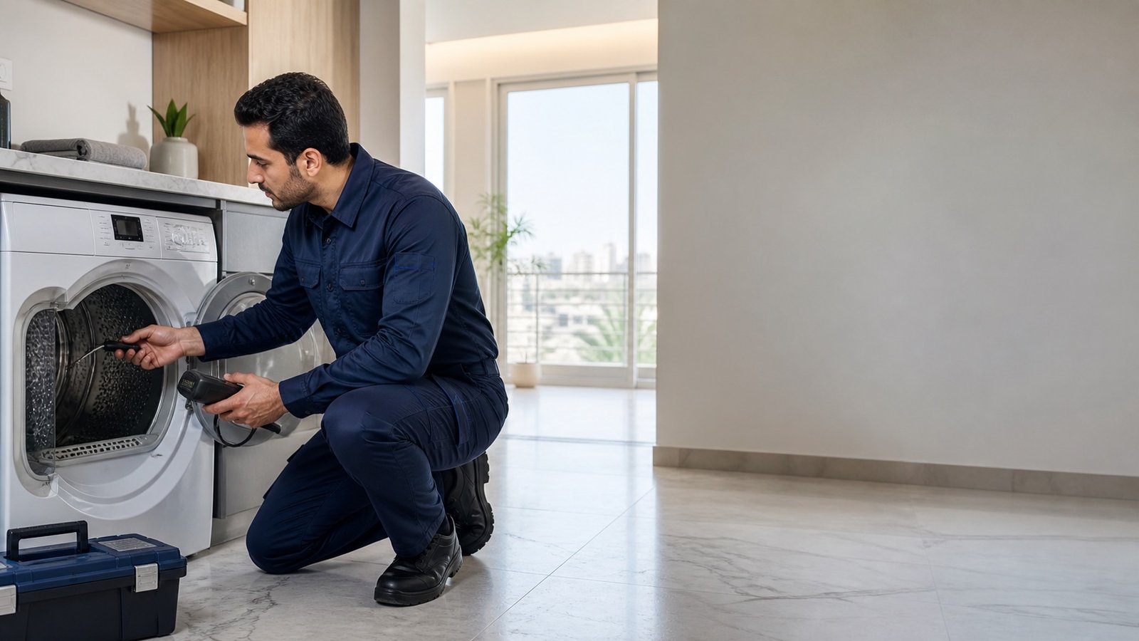 فني Cairo Tech أثناء فحص المجففات وايربول